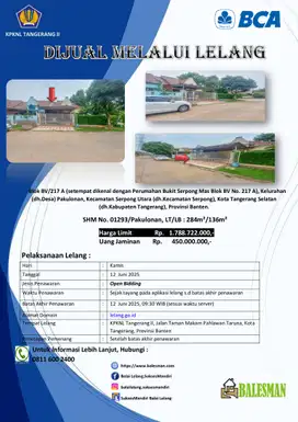 DIJUAL RUMAH MELALUI LELANG WILAYAH TANGGERANG