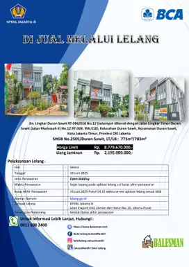 DIJUAL MELALUI LELANG WILAYAH JAKARTA