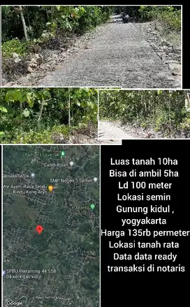 dijual tanah murah rata 135rb permeter di gunung kidul