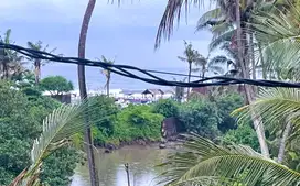 0107017L BrandNew View Laut sungai dan sawah di Pantai Rangkan Ketewel
