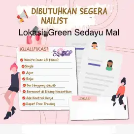 Lowongan Kerja Salon Kuku Green Sedayu Mall