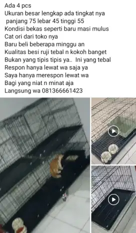 Kandang ukuran panjang 75 masi mulus ada 4pcs