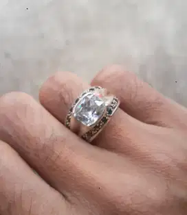 batu moissanite ring perak tebal