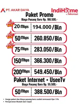 Promo Pasang Wifi Internet TV Indihome