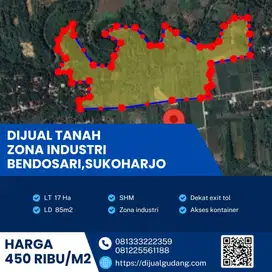 Tanah strategis lokasi Sukoharjo Luas 17 Ha Investasi emas