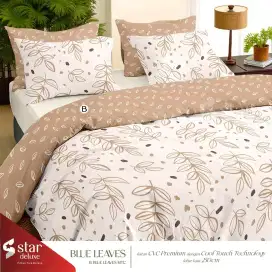 Sprei set katun dingin daun coklat