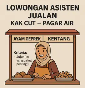 Lowongan Asisten Jualan Kak Cut –  pagar Air