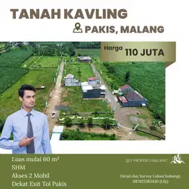 Tanah Kavling Pakis Malang Dekat Bandara dan  Exit Tol, Bisa Angsur