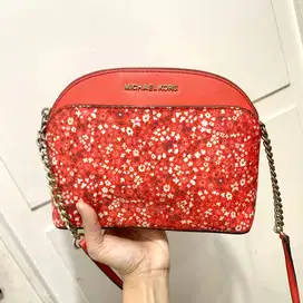 Preloved Tas Michael Kors Emmy Dome Chain Sling Floral Red Original
