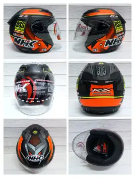 New Helm NHK R6 Rally , Black Orange Doff Half Face