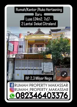 Rumah/Kantor /Ruko Hertasning Baru  Luas 124m2. 7x17 -  2 Lantai