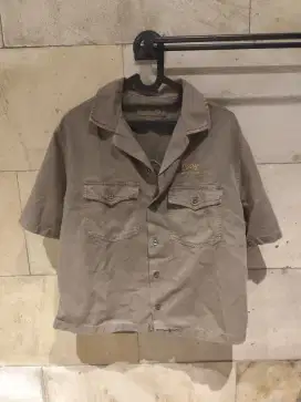 Abercrombie Short-Sleeve Cropped Western Graphic Button-Up Shirt S