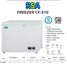 Freezer RSA CF-310 – Kapasitas Besar, Hemat Listrik!
