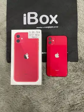 IPhone 11 64GB iBox Red lengkap Fullset BH 87% Sinyal Permanent