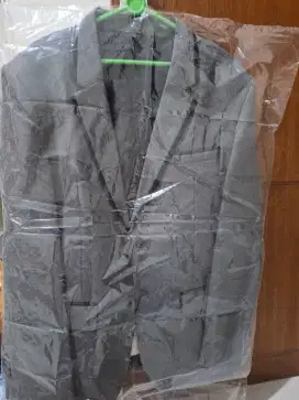 Jual jas wool warna abu² lis hitam, ukuran XL