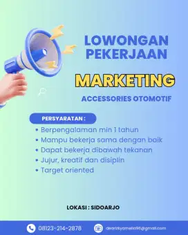 Lowongan kerja marketing accesories mobil