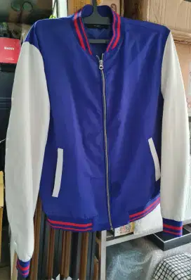 Jaket bomber Zara Blue slimfit size XL/L BNWT (baru) with tag no minus