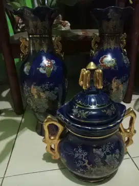 Jual 1 set guci antik keramik china motif merak