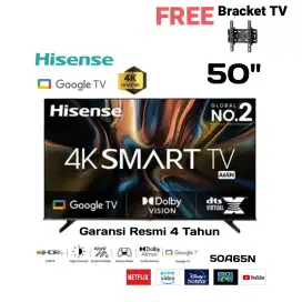 HISENSE 4K UHD 50 GOOGLE TV Dolby Atmos 50A65N HDR10+ Garansi Resmi