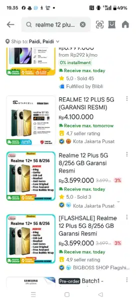Jual hp realme 12 plus 5G 8/256  kondisi mulus fullset 5 bln pakai