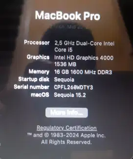 Laptop Apple ( Macbook Pro 13 inch ) normal siap pakai