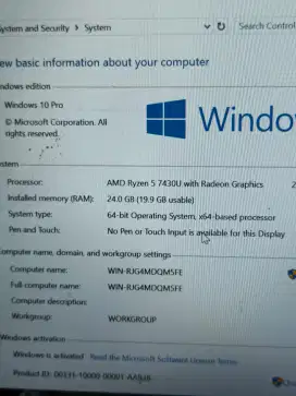 Laptop Axioo Hype 5 amd X5-2 ryzen 5 7430+ ram 24gb windows 11 pro ori