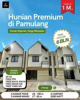 Rumah Baru 2Lantai Free Biaya dan Cicilan 6 bulan di Pamulang Tangsel