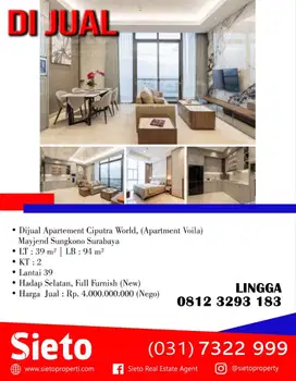 Dijual Apartement Ciputra World, (Apartment Voila) Mayjend Sungkono