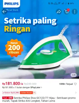 Setrika Philips Diva Anti Lengket Warna Hijau (NEW)