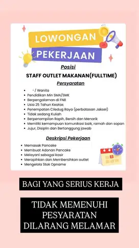 LOKER UNTUK FNB CILEDUG