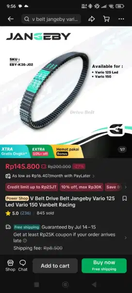 Fanbelt Vanbelt vario led 125 k36 jangeby ori bukan daytona honda