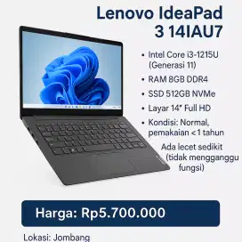 Lenovo IdeaPad 3 i3 Gen 11 | RAM 8GB SSD 512GB | Full HD