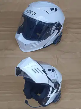 Helm Simpson Darksome Modular + Motorcycle Comm. Sena