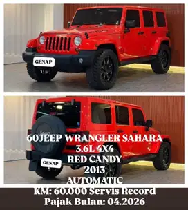 [ RED CANDY ] JEEP WRANGLER SAHARA 3.6L 4X4 2013 AUTOMATIC