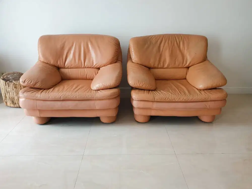 Sofa Kulit Asli - 2 Unit Single Seater