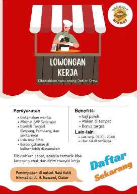 Dibutuhkan Segera Crew Outlet