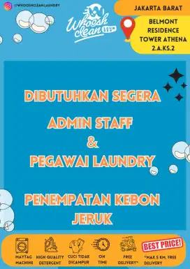 Lowongan Kerja Laundry Pegawai dan Admin
