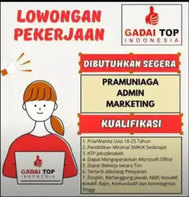 Lowongan kerja admin kasir pramuniaga