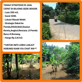 Tanah murah strategis dekat stasiun 200m2 SHM di Bojonggede -Bogor 01