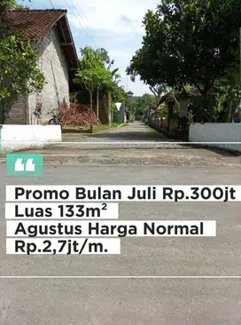 Turun Harga Bulan Juli Tanah dkt LPMP Kalasan