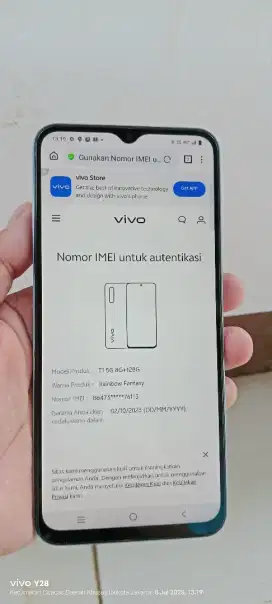 Vivo.  T1 5G resmi vivo. 8+8/128 nfc no mlus cas biasa