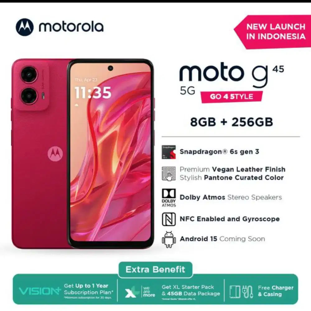 Motorola G45 5G 8/256. Baru. Segel pabrik. Garansi resmi 12 bulan