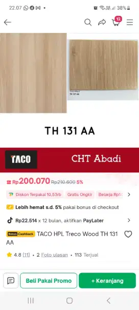 HPL TACO potongan.