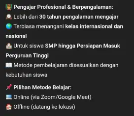 LES PRIVATE/KELOMPOK ONLINE OFFLINE