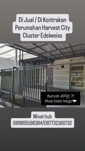 Dijual/Dikontrakan perumahan harvest city cluster edelweis