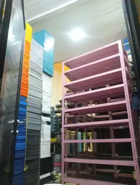 Jual rak besi siku ukuran 40*100*200 isi 5 ambalan warna pink