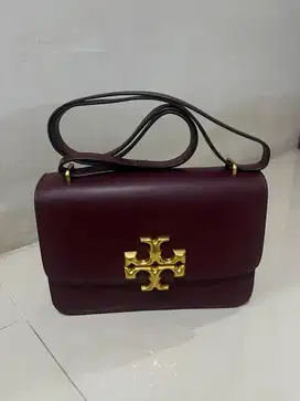 Tory Burch Eleanor Leather Convertible Shoulder Bag In Claret