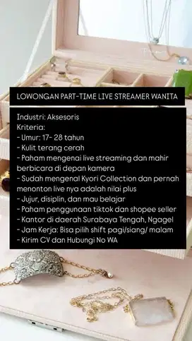 LOWONGAN PEKERJAAN LIVE STREAMER