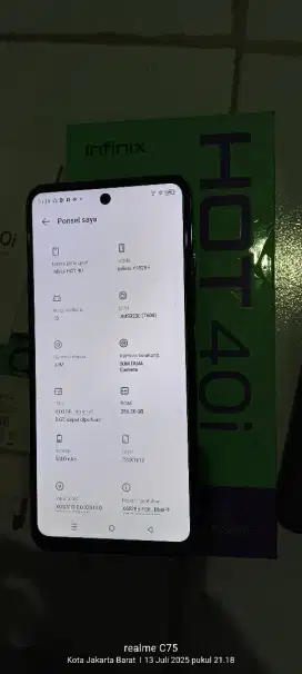 Infinix HOT 40i Ram 8+8/256 Warna BLUE hp terawat