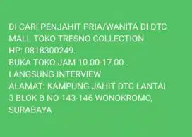 Membutuhkan penjahit